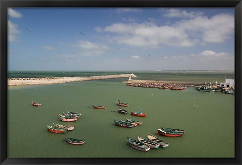 Framed MOROCCO, JADIDA: Portuguese Fortress, Fishing Boats Print