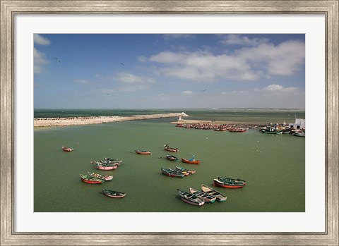 Framed MOROCCO, JADIDA: Portuguese Fortress, Fishing Boats Print
