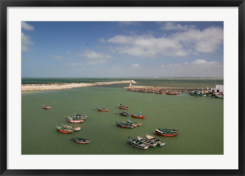 Framed MOROCCO, JADIDA: Portuguese Fortress, Fishing Boats Print