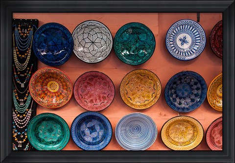 Framed Pottery, Traditional craft, Marrakech, Morocco Print