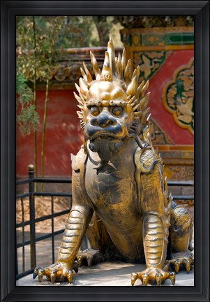 Framed Qing-era guardian lion, Forbidden City, Beijing, China Print