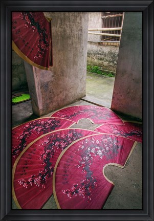 Framed Paper fans made at the Fuli Village Paper Fan Workshop, Yangshuo, China Print