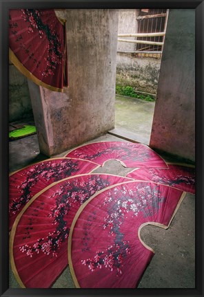 Framed Paper fans made at the Fuli Village Paper Fan Workshop, Yangshuo, China Print