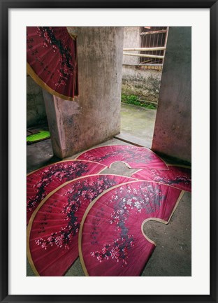 Framed Paper fans made at the Fuli Village Paper Fan Workshop, Yangshuo, China Print