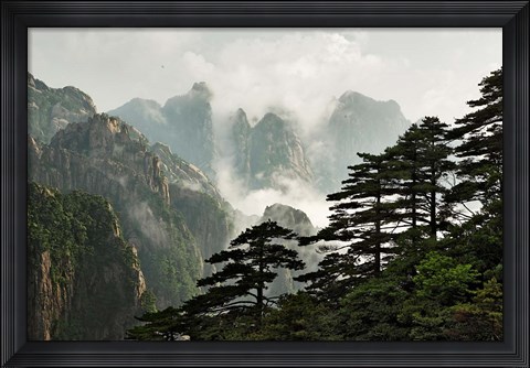 Framed Peaks and Valleys of Grand Canyon in the mist, Mt. Huang Shan, China Print