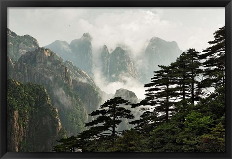 Framed Peaks and Valleys of Grand Canyon in the mist, Mt. Huang Shan, China Print