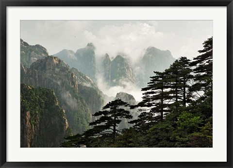 Framed Peaks and Valleys of Grand Canyon in the mist, Mt. Huang Shan, China Print