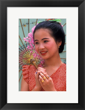 Framed Portrait of Water Dai Girl With Umbrella, China Print