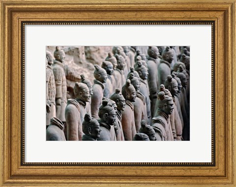 Framed Three Rows of Qin Terra Cotta Warriors, Xian, China Print