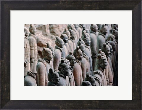 Framed Three Rows of Qin Terra Cotta Warriors, Xian, China Print