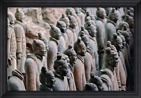 Framed Three Rows of Qin Terra Cotta Warriors, Xian, China Print
