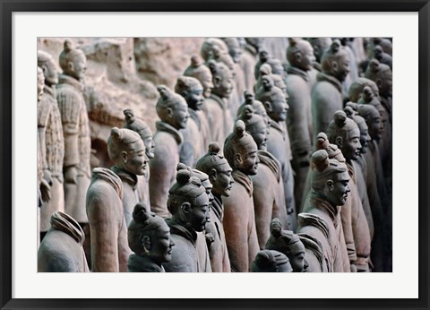 Framed Three Rows of Qin Terra Cotta Warriors, Xian, China Print