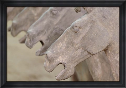Framed Qin Terra Cotta Warriors and Horses, Xian, Shaanxi, China Print