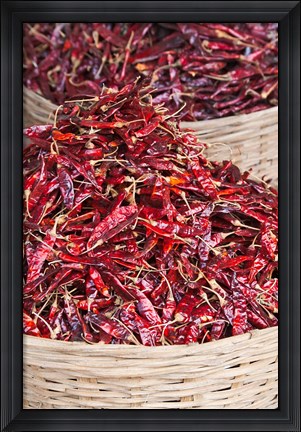 Framed Red peppers at local produce market, Bumthang, Bhutan Print