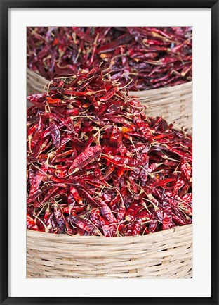 Framed Red peppers at local produce market, Bumthang, Bhutan Print