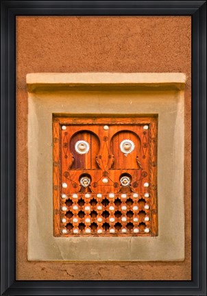 Framed Ornate Detail of a Wooden Window, Djenne, Mali Print
