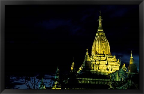 Framed Night View of Ananda Pahto, Myanmar Print