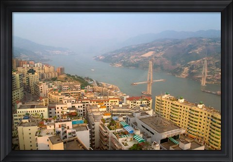 Framed Qutang Gorge From  Daixi Village, Three Gorges, Yangtze River, China Print