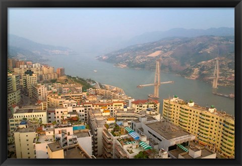 Framed Qutang Gorge From  Daixi Village, Three Gorges, Yangtze River, China Print