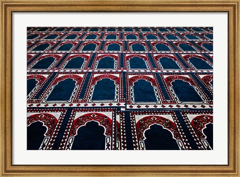 Framed Pattern of prayer rugs, Islamic mosque, Cairo, Egypt Print