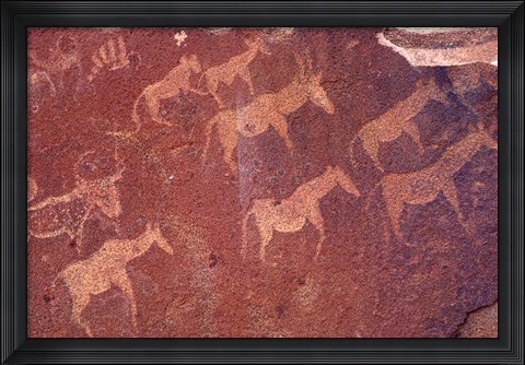 Framed Pictograph, Engravings from Stone Age Culture, Twyfelfonstein Region, Namibia Print