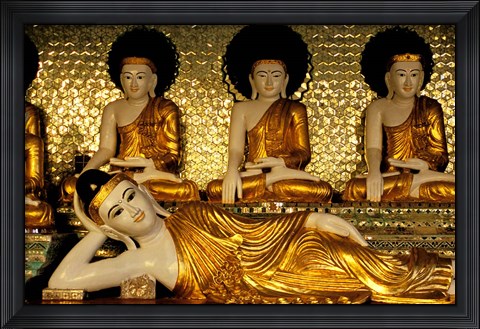 Framed Reclining Buddha, Shwedagon Pagoda, Yangon, Myanmar Print