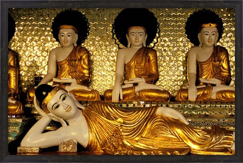 Framed Reclining Buddha, Shwedagon Pagoda, Yangon, Myanmar Print