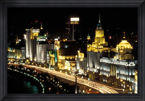 Framed Night View of Shanghai, China Print
