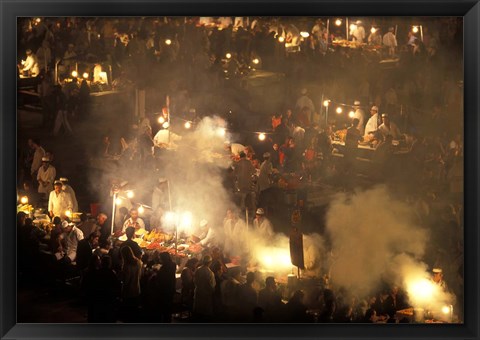 Framed Open Air Food Stands, Djema El Fna Square, Marrakech, Morocco Print