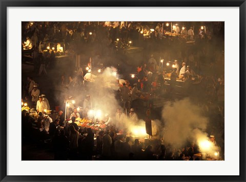 Framed Open Air Food Stands, Djema El Fna Square, Marrakech, Morocco Print