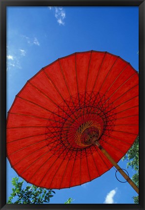 Framed Red Umbrella With Blue Sky, Myanmar Print