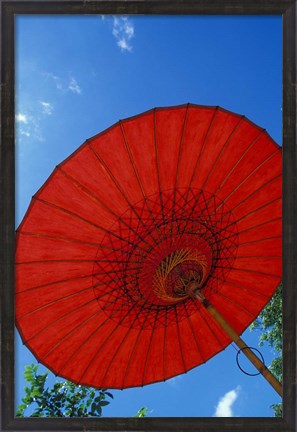 Framed Red Umbrella With Blue Sky, Myanmar Print