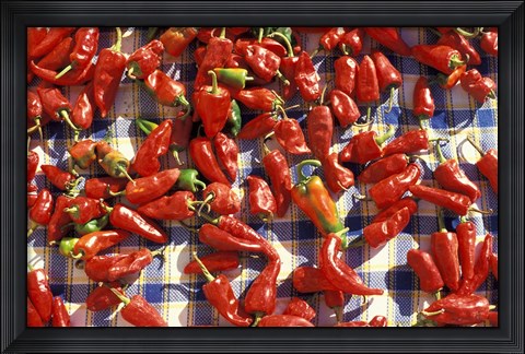 Framed Red Peppers Drying in the Sun, Tunisia Print