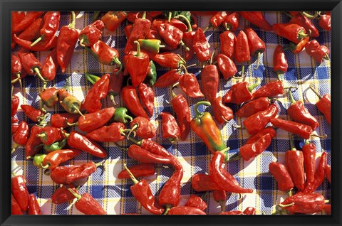 Framed Red Peppers Drying in the Sun, Tunisia Print