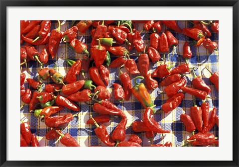 Framed Red Peppers Drying in the Sun, Tunisia Print