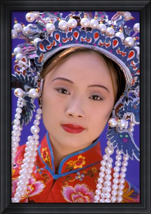 Framed Portrait of Chinese Woman Wearing Ming Dynasty Dress, China Print