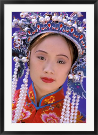 Framed Portrait of Chinese Woman Wearing Ming Dynasty Dress, China Print