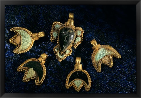 Framed Necklace Adornments, Gold Artifacts From Tillya Tepe Find, Six Tombs of Bactrian Nomads Print