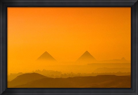 Framed Pyramids at Giza, Khafre, Menkaure, Giza Plateau, Egypt Print