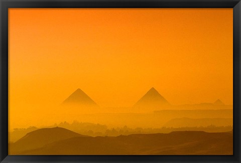 Framed Pyramids at Giza, Khafre, Menkaure, Giza Plateau, Egypt Print