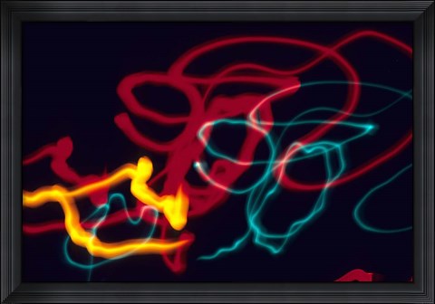 Framed Red, Yellow and Green Neon Lighting with Nightzoom Print