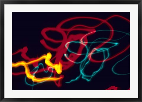 Framed Red, Yellow and Green Neon Lighting with Nightzoom Print