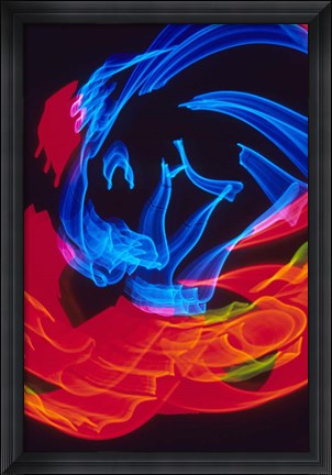 Framed Red and Blue Neon Lighting with Nightzoom Print