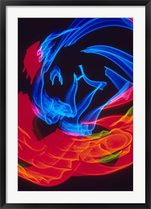 Framed Red and Blue Neon Lighting with Nightzoom Print