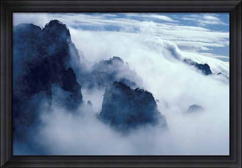 Framed Mountain Peaks in Mist, Mt Huangshan (Yellow Mountain), China Print