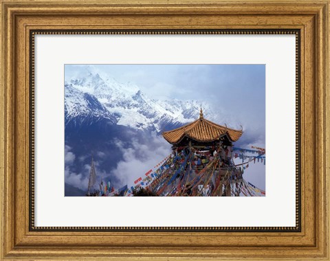 Framed Praying Flags and Pavilion, Deqin, Lijiang Area, Yunnan Province, China Print