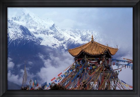 Framed Praying Flags and Pavilion, Deqin, Lijiang Area, Yunnan Province, China Print