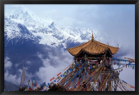 Framed Praying Flags and Pavilion, Deqin, Lijiang Area, Yunnan Province, China Print