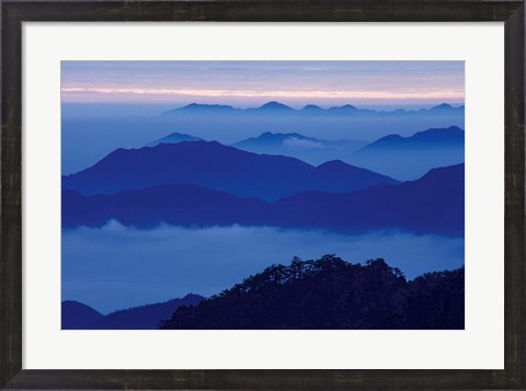 Framed Mt Huangshan (Yellow Mountain) in Mist, China Print