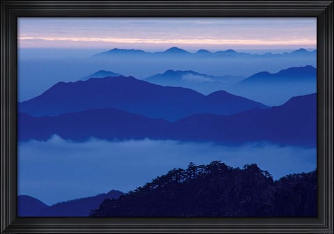 Framed Mt Huangshan (Yellow Mountain) in Mist, China Print